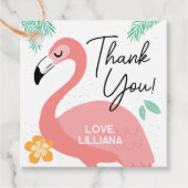 Flamingo's & Fun Tropische Verjaardag Dank u Bedankjes Labels (Voorkant)