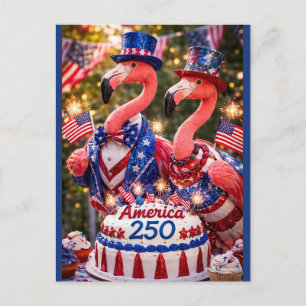 Flamingo's Gefeliciteerd Amerika 250e Verjaardag 4 Briefkaart