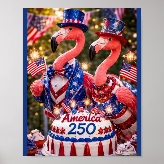 Flamingo's Gefeliciteerd Amerika 250e Verjaardag 4 Poster (Voorkant)