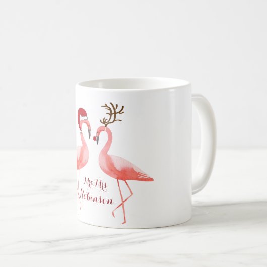 Flamingos grappige kerst koffiemok (Voorkant rechts)