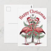 Flamingo's Happy Christmas Summer Briefkaart (Voorkant / Achterkant)