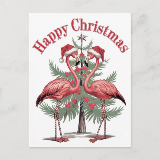 Flamingo's Happy Christmas Summer Briefkaart (Voorkant)