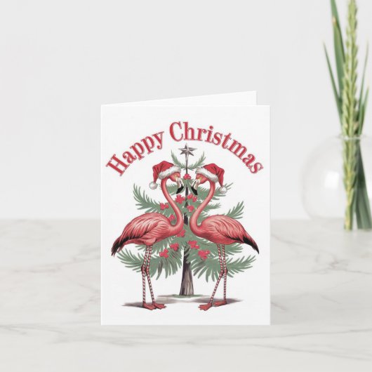 Flamingo's Happy Christmas Summer Kaart (Voorkant)