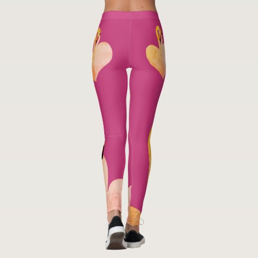 Flamingo's Hart Roze, Aangepaste Leggings, Flaming Leggings (Achterkant)