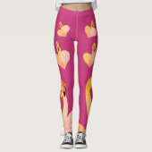 Flamingo's Hart Roze, Aangepaste Leggings, Flaming Leggings (Voorkant)