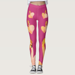 Flamingo's Hart Roze, Aangepaste Leggings, Flaming Leggings