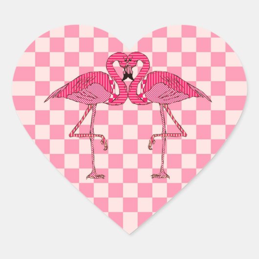 Flamingos Hart Sticker (Voorkant)