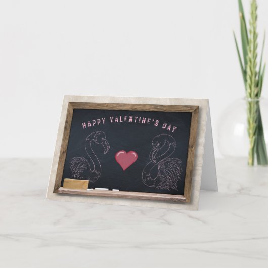 Flamingo's & Hart Valentijnsdag Wenskaart Kaart (Voorkant)