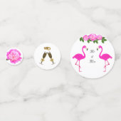 Flamingo's, harten, pioenroos bloemen & laurier br confetti (Achterkanten)