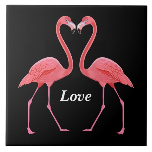 Flamingos Heart Shape Tegeltje (Voorkant)