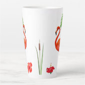 Flamingos, hibiscus en palmbladeren latte mok (Voorkant)