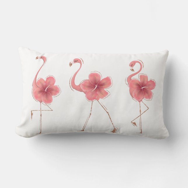 Flamingo's & Hibiscus Kussen (Voorkant)