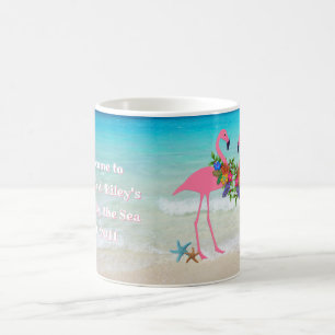 Flamingo's Home by the Zee Custom Coffee Mok