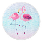 Flamingo's houden van Abstracte gestileerde waterg Keramische Knop (Voorkant)
