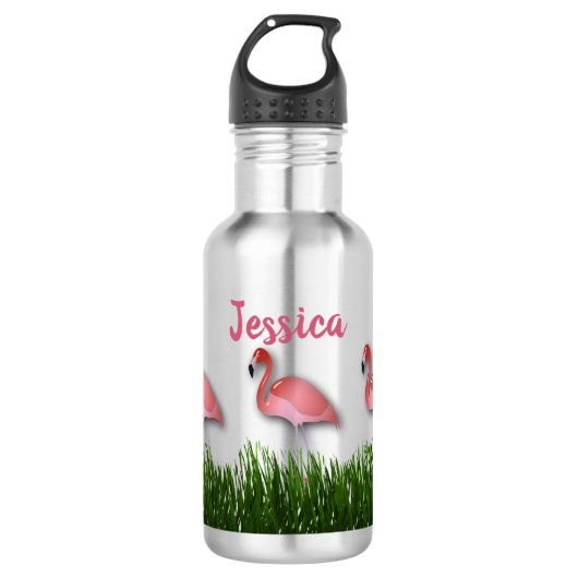 Flamingos in de gras waterfles  (Voorkant)