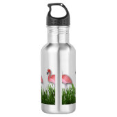 Flamingos in de gras waterfles  (Achterkant)