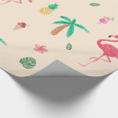 Flamingos in de zomer cadeaupapier (Hoek)