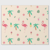 Flamingos in de zomer cadeaupapier (Vlak)