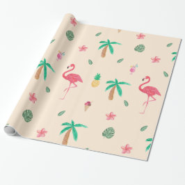 Flamingos in de zomer cadeaupapier