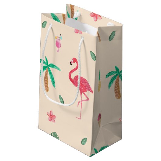 Flamingos in de zomer klein cadeauzakje (Achterkant Gekanteld)