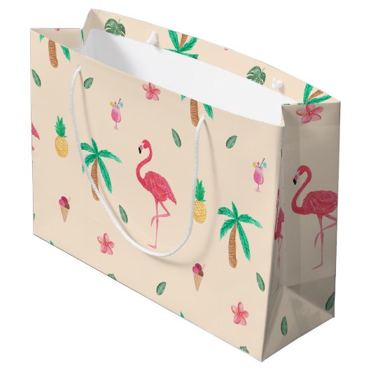 Flamingos in de zomer large cadeautasje (Achterkant Gekanteld)