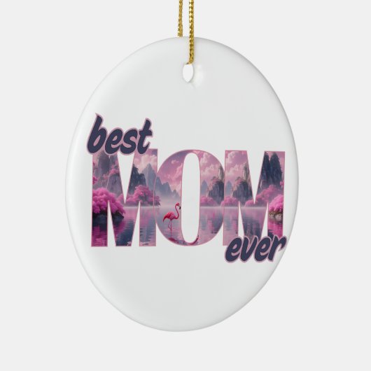 Flamingos in einer Traumwelt - best Mom ever Keramisch Ornament (Rechts)