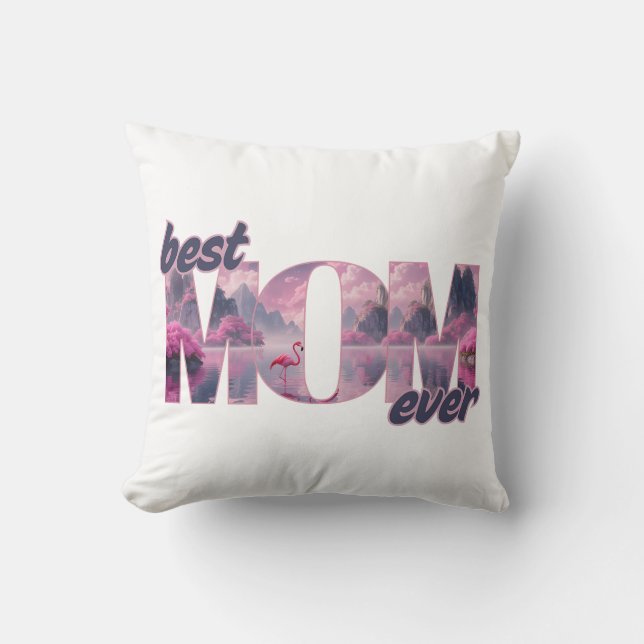 Flamingos in einer Traumwelt - best Mom ever Kussen (Voorkant)