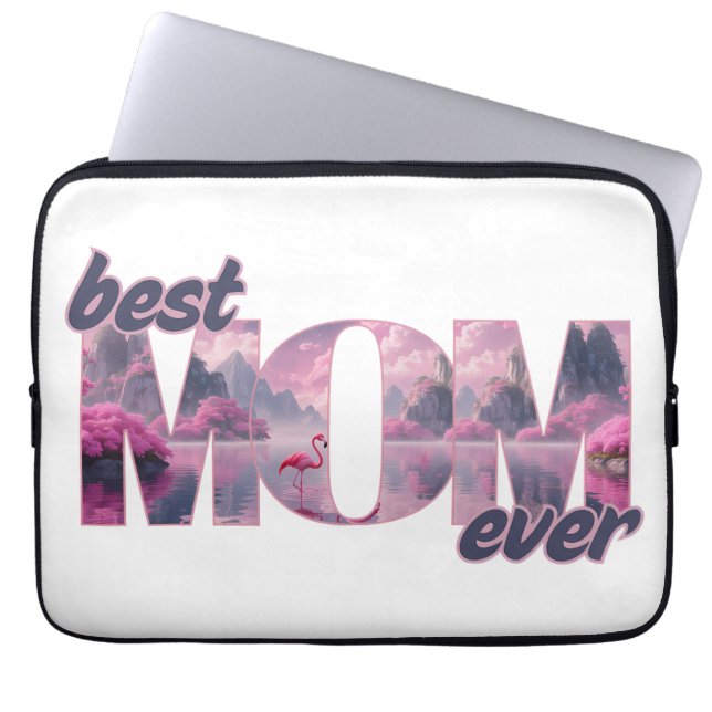 Flamingos in einer Traumwelt - best Mom ever Laptop Sleeve (Voorkant)