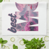 Flamingos in einer Traumwelt - best Mom ever Theedoek (Gevouwen)