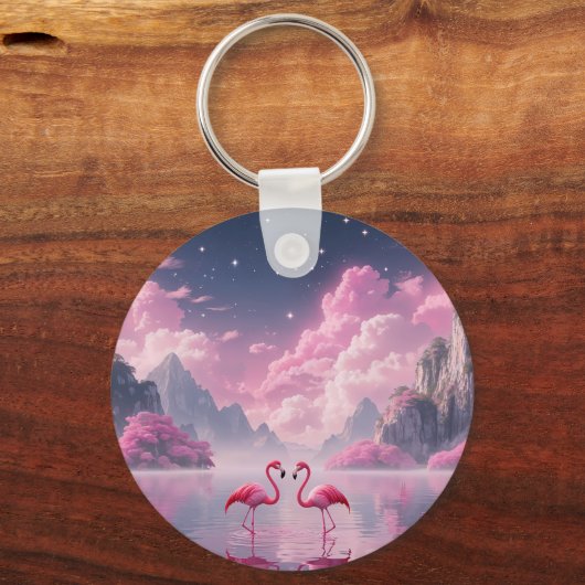 Flamingos in einer Traumwelt Sleutelhanger (Voorkant)