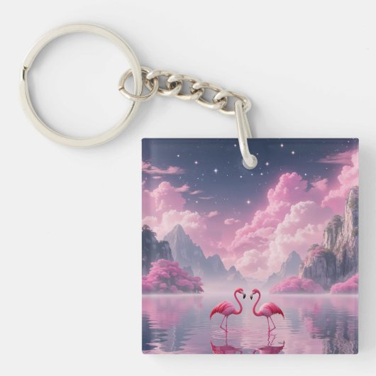 Flamingos in einer Traumwelt Sleutelhanger (voorkant)