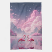 Flamingos in einer Traumwelt Theedoek (Verticaal)