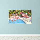 flamingo's in Florida Canvas Afdruk (Insitu (Houten vloer))
