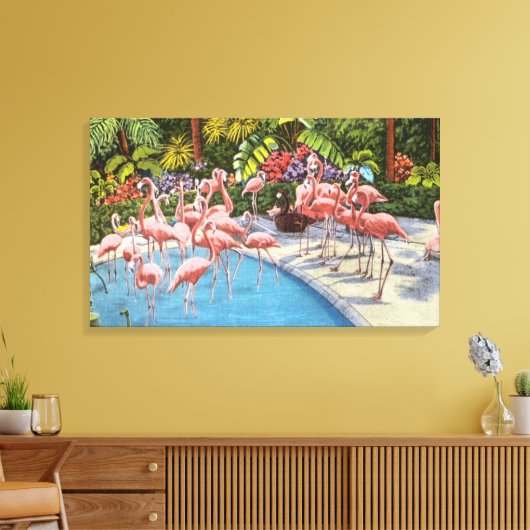 flamingo's in Florida Canvas Afdruk (Insitu (Woonkamer))