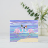 Flamingo's in Gebreide Petten Briefkaart (Staand voorkant)