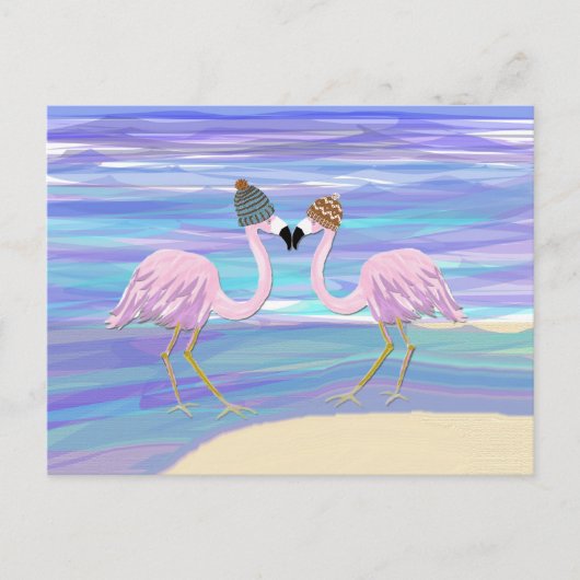 Flamingo's in Gebreide Petten Briefkaart (Voorkant)