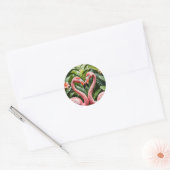 Flamingo's in hartvorm - Tropische roze liefde Ronde Sticker (Envelop)
