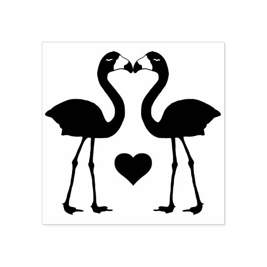 "Flamingo's in liefde" Rubberen stempel (Afrduk)