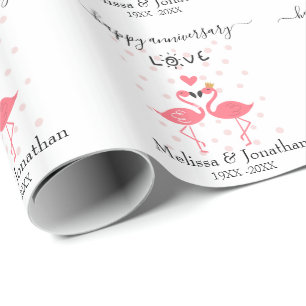 Flamingos in Love Jubileum Cadeaupapier