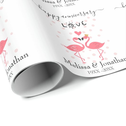 Flamingos in Love Jubileum Cadeaupapier (Rol Hoek)