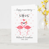 Flamingos in Love Jubileum Kaart (Gele Bloem)