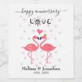 Flamingos in Love Jubileum Wijn Etiket (Enkel label)