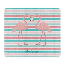 Flamingos in Love Personalized Snijplank