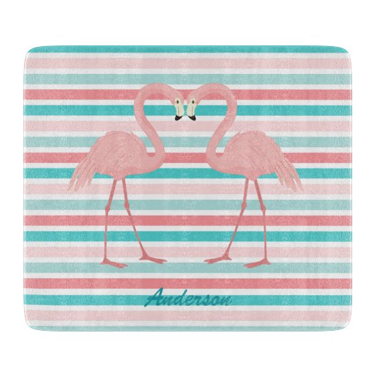 Flamingos in Love Personalized Snijplank (Voorkant)