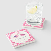 Flamingos in Love Pink Lijst Stenen Onderzetter (Zijkant)