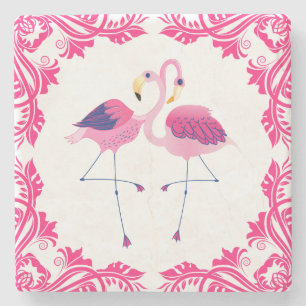 Flamingos in Love Pink Lijst Stenen Onderzetter