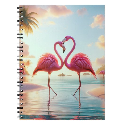 Flamingos in Love Tropical Beach Notitieboek (Voorkant)