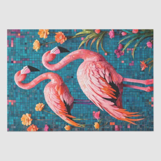 Flamingo's in Mozaïek Stijl Decoupage Tissuepapier (Voorkant)