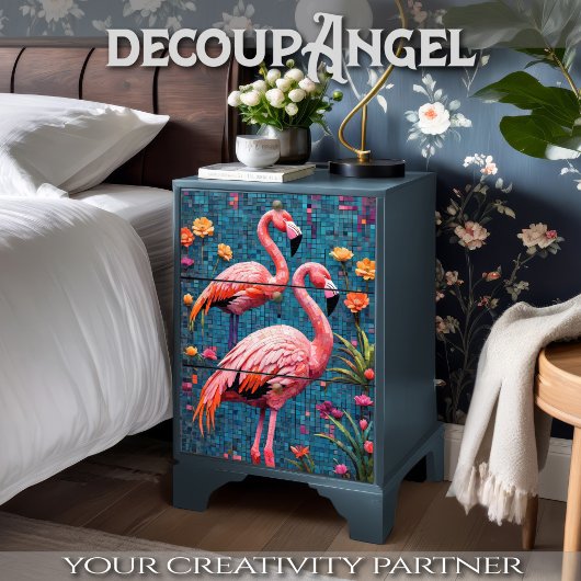Flamingo's in Mozaïek Stijl Decoupage Tissuepapier