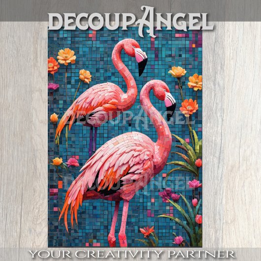 Flamingo's in Mozaïek Stijl Decoupage Tissuepapier